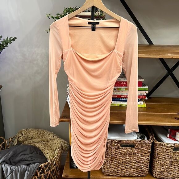 Forever 21 Sheer Sleeve Square Neckline Dress - Picture 1 of 3